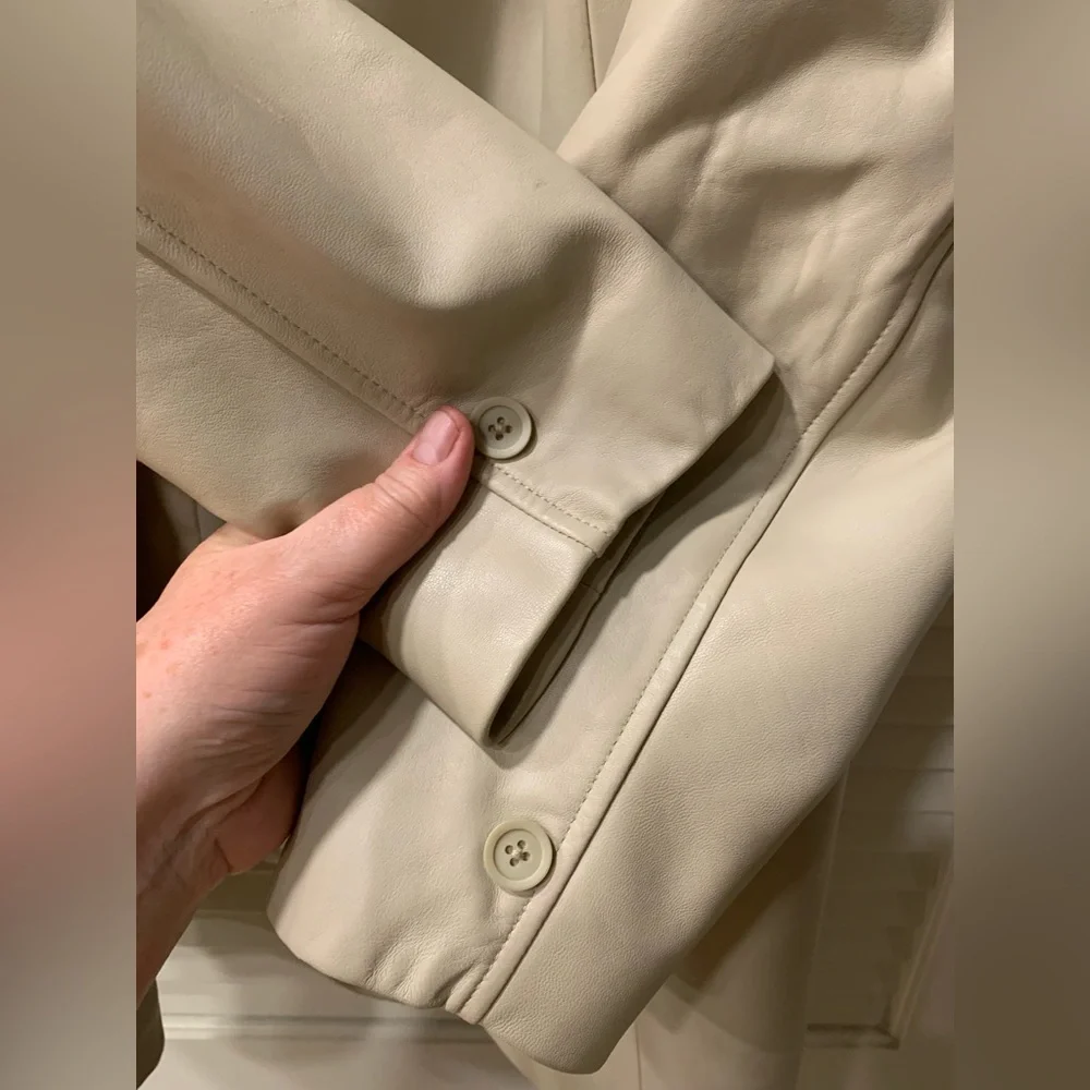 Nordstrom Womens Lamb Skin Leather Cream Everyday Blazer 🌴 - Picture 11 of 16